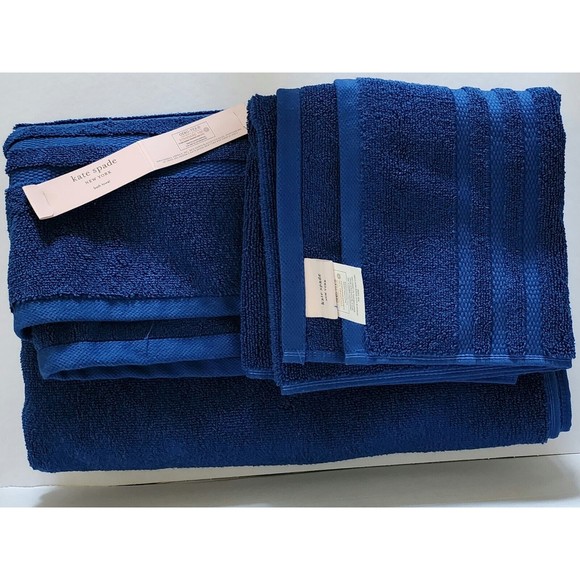 kate spade Bath Nwt Kate Spade Bath Towel Hand Towel Set Navy Blue Cotton Poshmark
